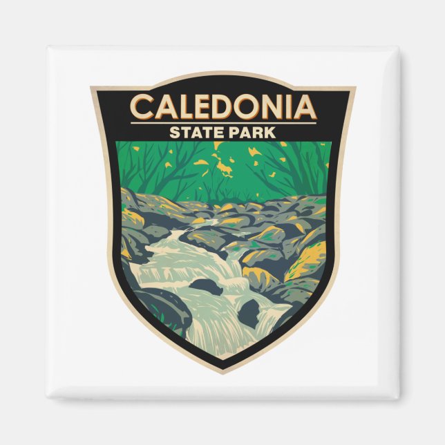 Imán Insignia de época del Parque Estatal de Caledonia  (Frente)