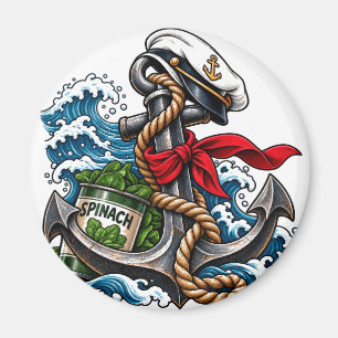 Imán Insignia de Espinaca de Ancla de Marinero Vintage