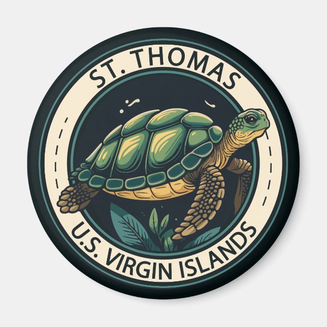 Imán Insignia de tortuga de las Islas Vírgenes de St Th (Frente)