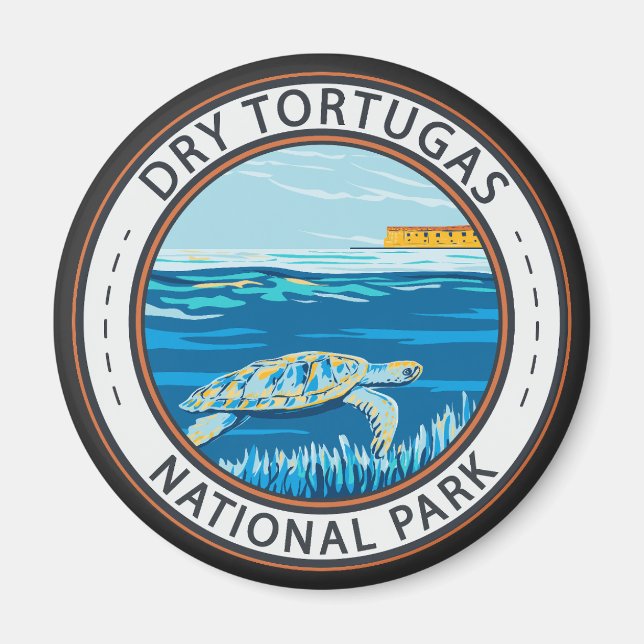 Imán Insignia de tortuga del Parque Nacional de Tortuga (Frente)