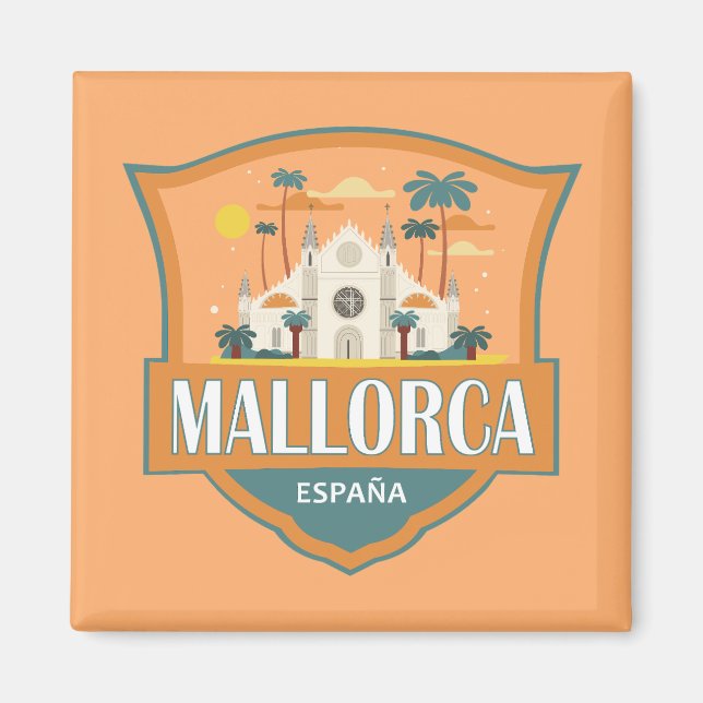 Imán Insignia de viaje retro de Mallorca España (Frente)