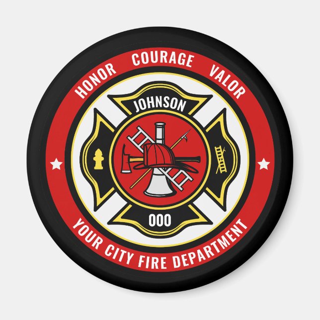 Imán Insignia del Departamento de Bomberos de Rescate d (Frente)