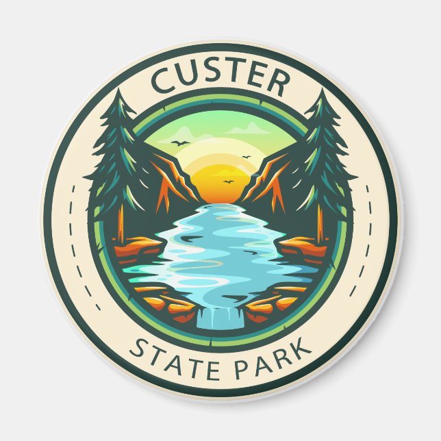 Imán Insignia del Parque Estatal Custer Dakota del Sur (Frente)