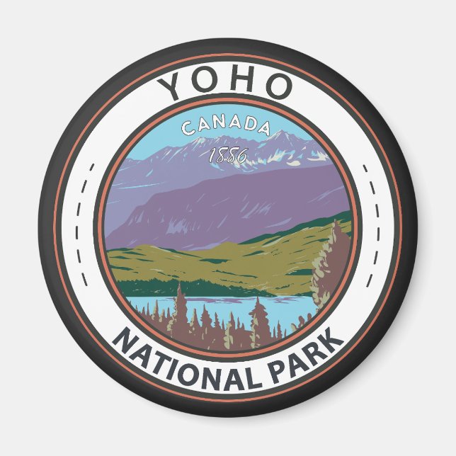 Imán Insignia del Parque Nacional Yoho de Canadá (Frente)