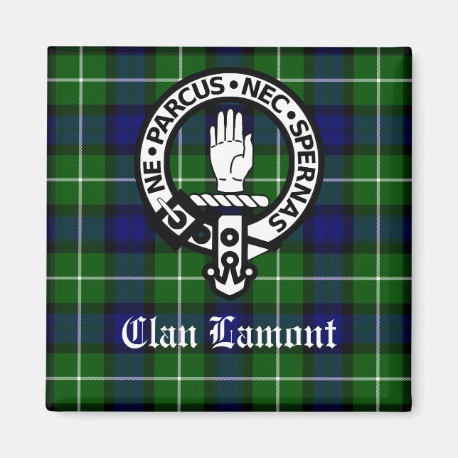 Imán Insignia Escudo de Clan Lamont y Tartán (Frente)