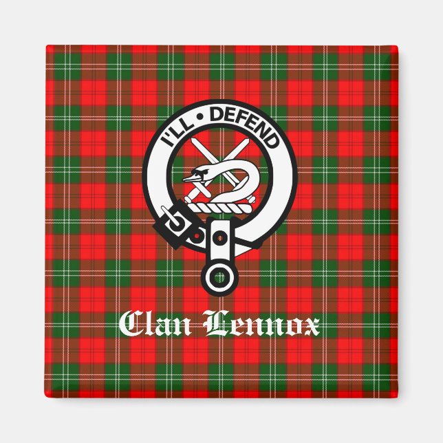 Imán Insignia Escudo de Clan Lennox y Tartán (Frente)