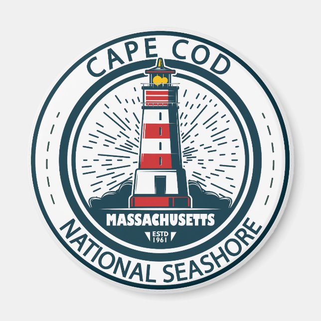 Imán Insignia nacional de Cape Cod para Massachusetts (Frente)