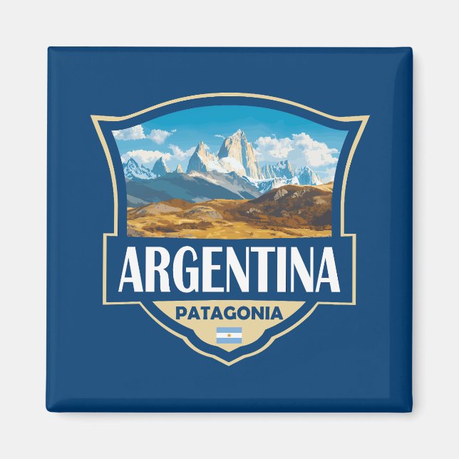 Imán Insígnia retro de ilustración de Argentina (Frente)