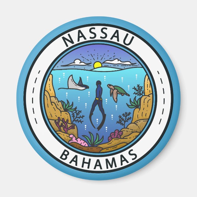 Imán Insignia Scuba de Nassau Bahamas (Frente)
