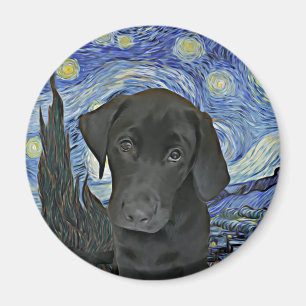 Imán Inspiración de Van Gogh, una chica del Black Lab 