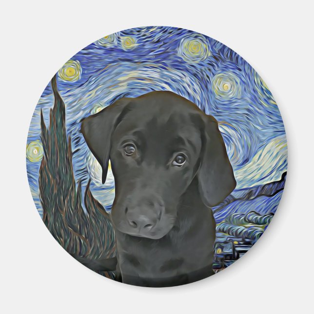 Imán Inspiración de Van Gogh, una chica del Black Lab d (Frente)