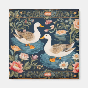 Imán Inspiración de William Morris, dos pollos elegante