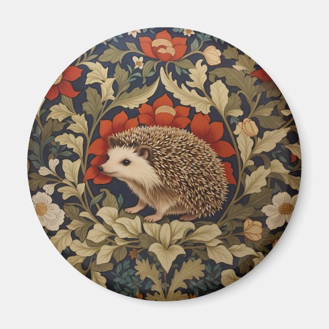 Imán Inspiración de Woodland Hedgehog William Morris (Frente)