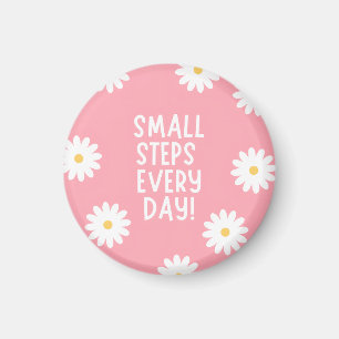 Imán Inspiración floral rosa: pequeños pasos cada día