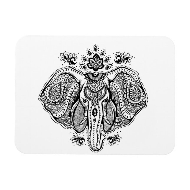 Imán Inspirado elefante vintage indio (Horizontal)