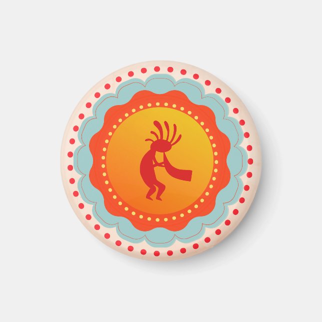 Imán Inspirado en el Suroeste de Kokopelli (Frente)