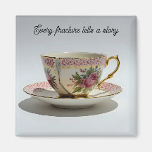 Imán inspirador de taza de té rota