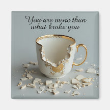 Imán inspirador de taza de té rota