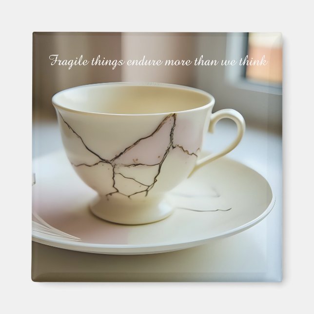 Imán inspirador de taza de té rota (Frente)