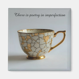 Imán inspirador de taza de té rota agrietada