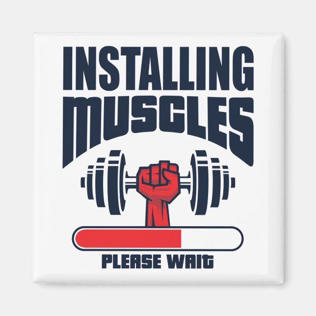 Imán Instalar músculos Por Favor Esperar - Gimnasio Fun (Frente)