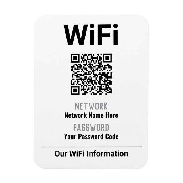 Imán Instrucciones de WiFi con código QR (Vertical)
