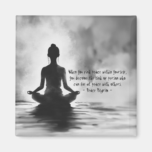 Imán Instructor de Meditación de Yoga Pintura de Tinta  (Frente)