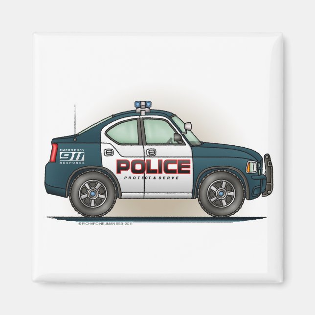 Imán Interceptor policial Coche Cop Car Square Magnet (Frente)