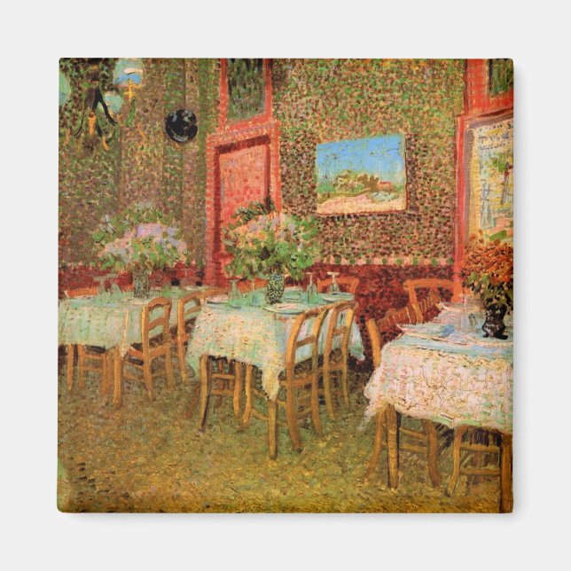 Imán Interior de un restaurante de Vincent van Gogh (Frente)