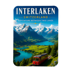 Imán 🏞️ Interlaken Suiza Decoración de Hogar Valle Alp