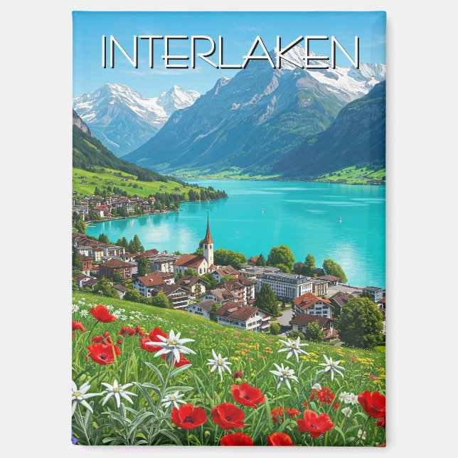 Imán Interlaken Suiza Travel Springtime (Anverso)