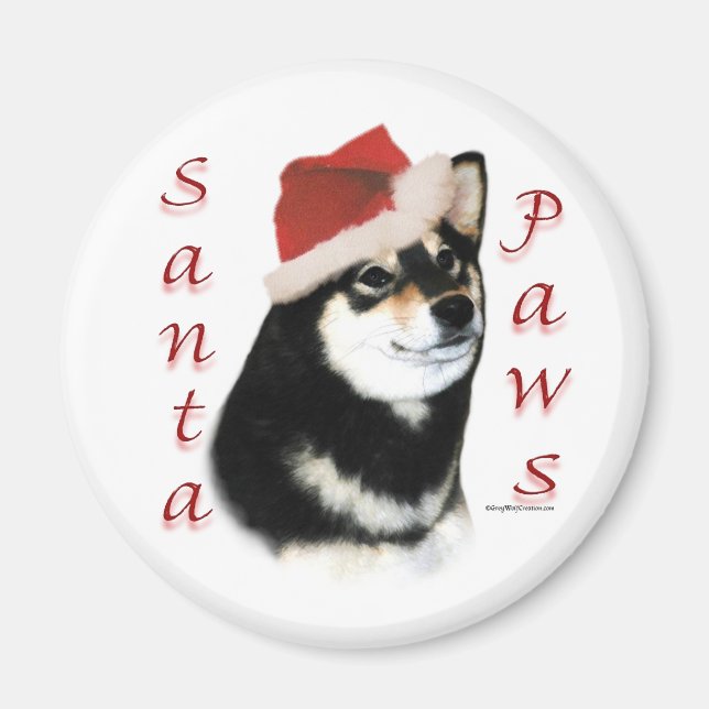Imán Inu Shiba Negro Santa Paws - Magnet (Frente)