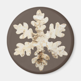 Imán Invernadero rústico Copo de nevada marrón blanco