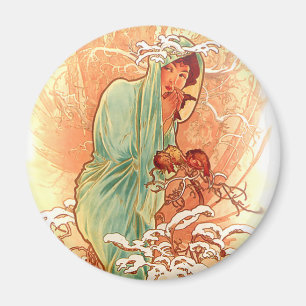 Imán Invierno - Alphonse Mucha Art Nouveau