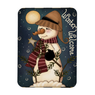 Imán Invierno Bienvenida Snowman Premium Magnet
