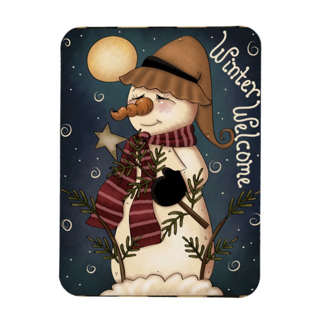 Imán Invierno Bienvenida Snowman Premium Magnet (Vertical)