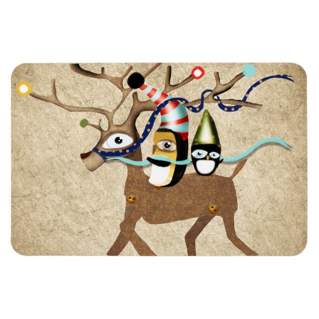 Imán Invierno de los Pingüinos Viajando (Horizontal)