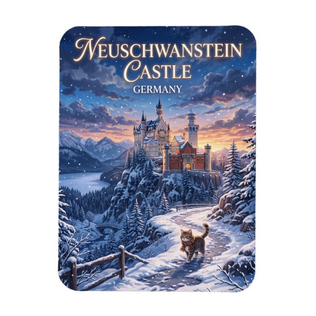 Imán Invierno en el Castillo de Neuschwanstein Alemania (Vertical)