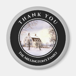 Imán Invierno en Nueva Inglaterra Navidades Círculo Gri