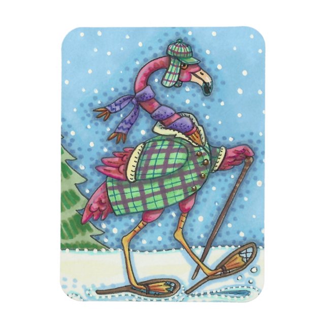 IMÁN INVIERNO SNOWSHOES PINK FLAMINGO MAGNET (Vertical)