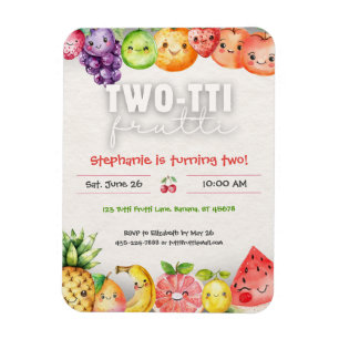 Imán Invitación a 2º cumpleaños de Twotti Frutti
