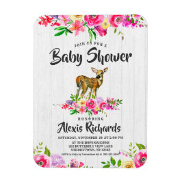 Imán Invitación a Baby Shower de Fawn Watercolor Floral