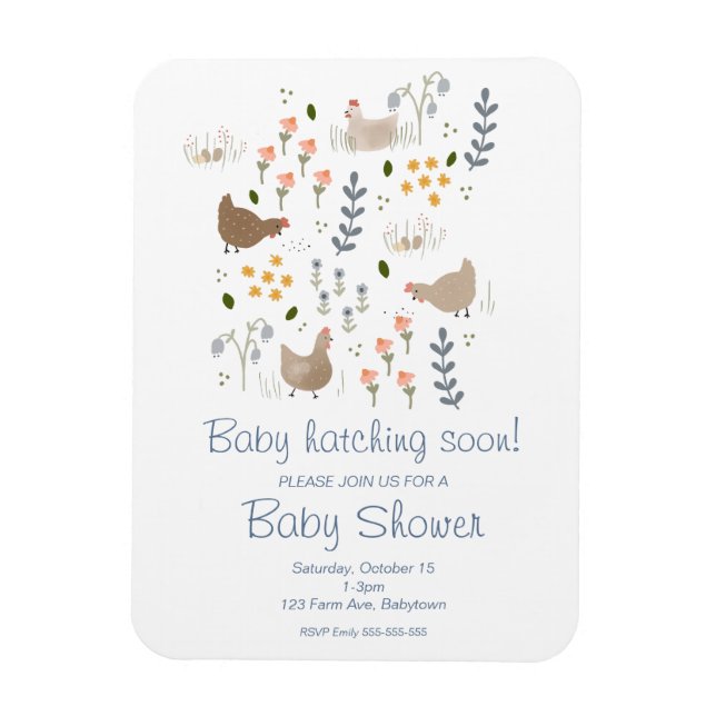 Imán Invitación a Baby Shower de pollos para bebés (Vertical)