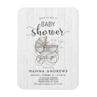 Invitación a Baby Shower del Chica de madera blanc