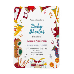 Imán Invitación a Baby Shower única musical de guitarra