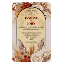Invitación a bodas rusticas con flores de otoño