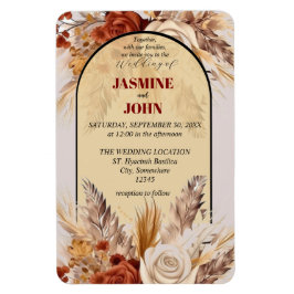 Imán Invitación a bodas rusticas con flores de otoño