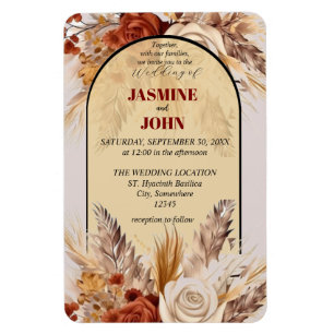 Imán Invitación a bodas rusticas con flores de otoño