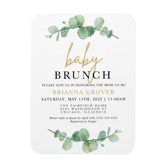 Imán Invitación a Eucalyptus Baby Shower Brunch (Vertical)