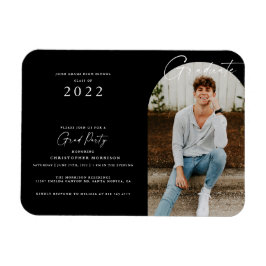 Imán Invitación a graduación de foto mínima en blanco/n